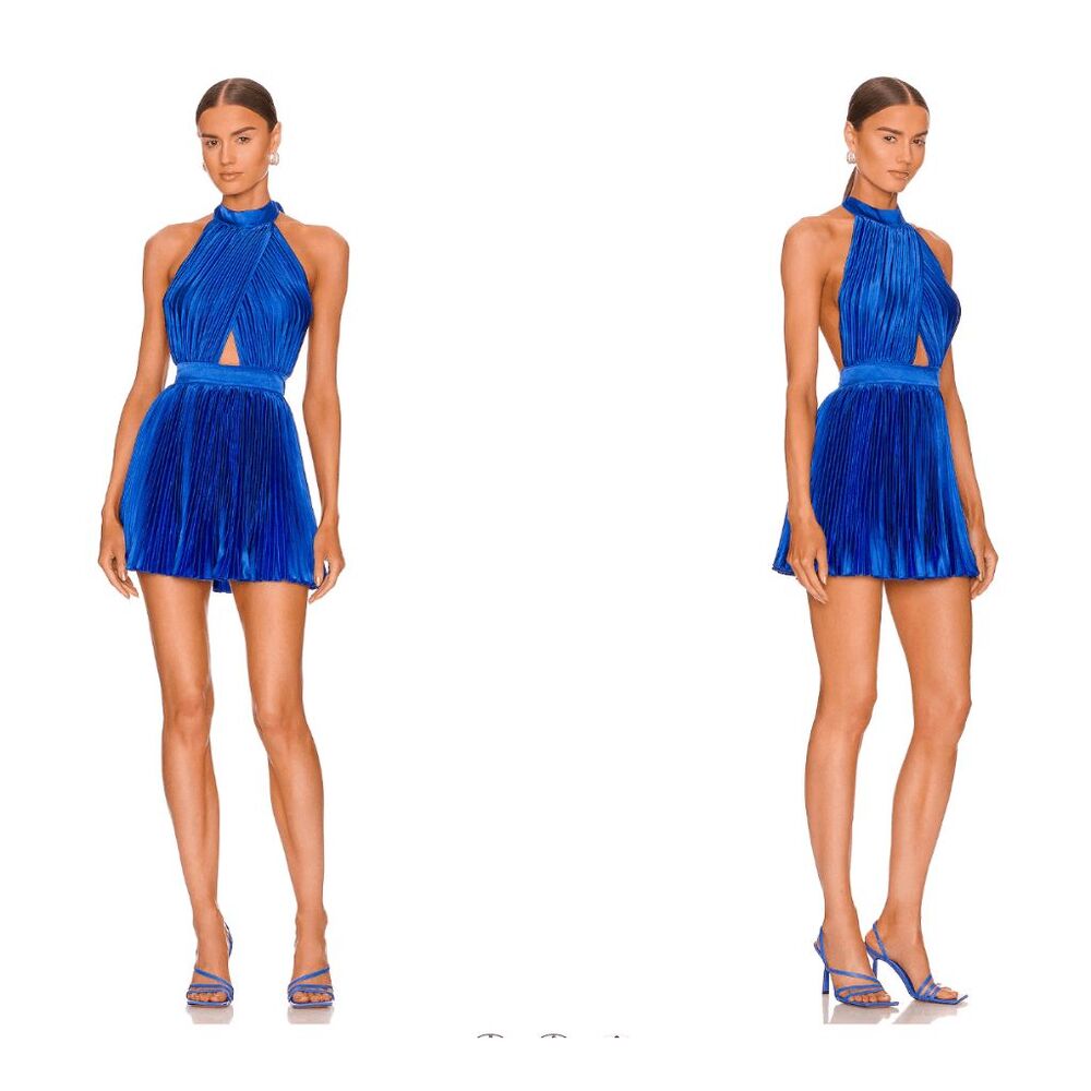 L'IDEE Renaissance Mini Dress in Bright Blue Size AU12/US8 $300